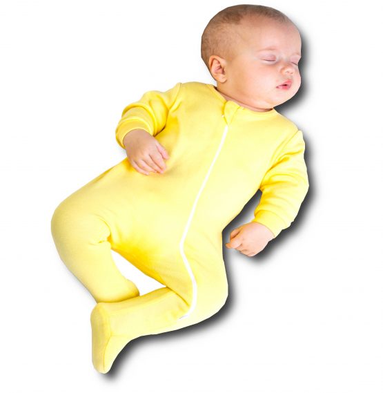 pajacyk niemowlęcy na zamek suwak ekspres żółty gładki