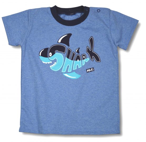 niebieski t-shirk z nadrukiem shark