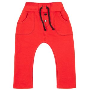 czerwone spodnie baggy z kieszeniami i sznurkiem