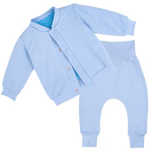 błękitny komplet niemowlęcy dresik bluza i spodnie bezuciskowe