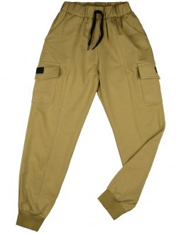 spodnie dresowe z kieszeniami bojówki beżowe