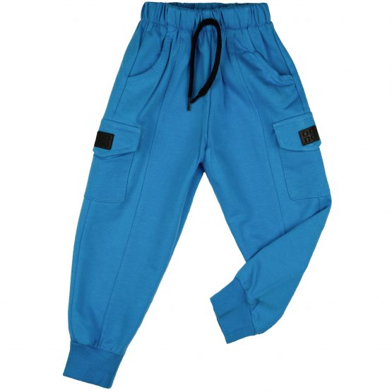 spodnie dresowe z kieszeniami bojówki niebieskie