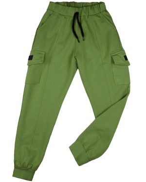 spodnie dresowe z kieszeniami bojówki zielone