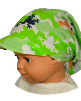 biało zielona chustka z daszkiem dla niemowląt