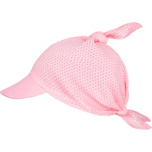 jasnoróżowa ażurowa z siatki siateczki bawełniana chusta chustka czapka niemowlęca na głowę z daszkiem na słońce