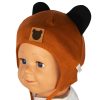 czapka wiązana na jesień niemowlęca cynamon brązowa z uszami misio