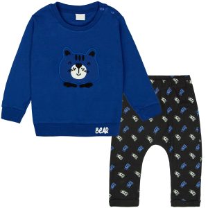komplet niemowlęcy dla chłopca bear niebieska bluza i spodnie baggy