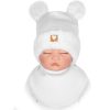biała czapka z uszami z białym futerkiem i apaszka pod szyję ciepła ocieplana dla niemowlaka