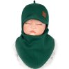 butelkowa zieleń komplet prążek czapka wiązana i apaszka regulowana na napki dla niemowlaka wiosna jesień