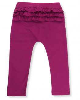fioletowe legginsy z falbankami dla dziewczynki bawełniane