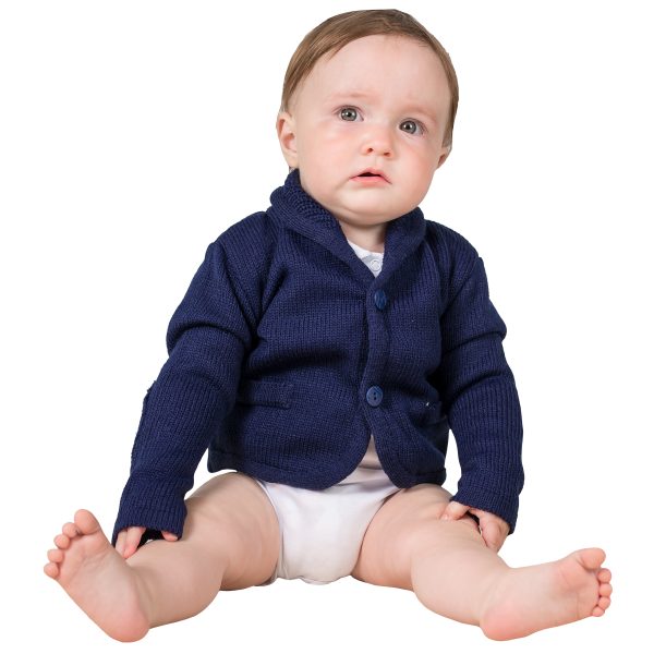 granatowy sweterek niemowlęcy do eleganckich stylizacji