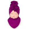 fioletowy komplet dla dziewczynki turban i chustka na szyję wiosna jesień