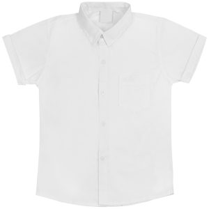 biała koszula wizytowa dla chłopca z krótkim rękawem gładka