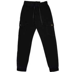 czarne joggery spodnie z kieszeniami bojówki ze sznurkiem w pasie