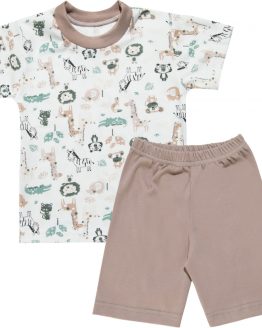 piżama dziecięca unisex bawełniana w zwierzątka safari