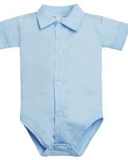 błękitne koszulobody body wizytowe niemowlęce z kolnierzykiem imituje koszulę krótki rękaw