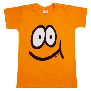 pomarańczowa koszulka t-shirt dziecięcy z nadrukiem wesołej buźki
