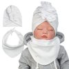 komplet dresowy dla dziewczynki turban i apaszka niemowlęca w kolorze toffi biały