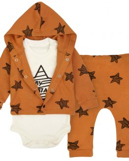 rudy komplet stars dla noworodka chłopca stars w gwiazdy dresik bluza spodnie i body prezent dla niemowlaka wyprawka