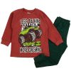piżama dla chłopca dziecięca monster truck spodenki butelkowa zieleń i ceglasta bluzka z nadrukowanym pojazdem