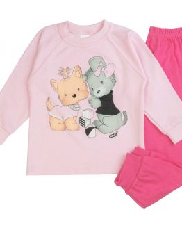 różowa piżama piżamka dla dziewczynki do żłobka i przedszkola spodenki i bluzka w misie