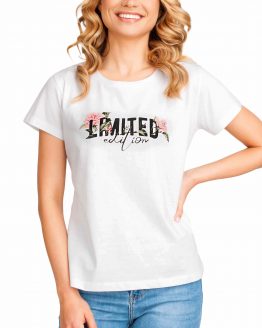 biały t-shirt koszulka damska krótki rękaw limited edition