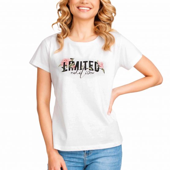 biały t-shirt koszulka damska krótki rękaw limited edition