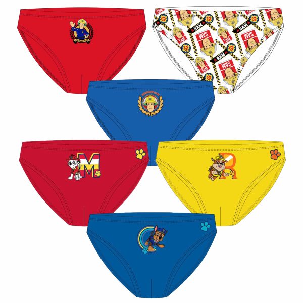 sześć par wielopak majtek dziecięcych slipki dla chłopca kolorowe bawełniane psi patrol i strażak sam