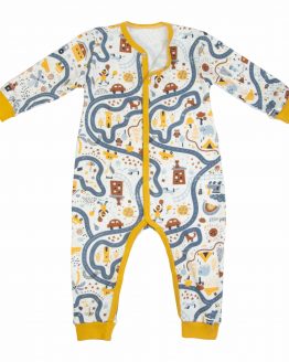 rampers długi pajac bez stóp rozpinany długi rękaw niemowlęcy piżama jednoczęściowa kolorowy wzór historyjka