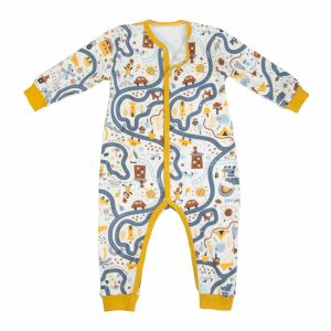 rampers długi pajac bez stóp rozpinany długi rękaw niemowlęcy piżama jednoczęściowa kolorowy wzór historyjka