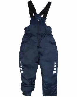 granatowe spodnie narciarskie dla dziecka dziecięce na szelkach regulowanych ze ściągaczami na śnieg sanki narty zimę