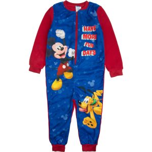 niebiesko-czerwony kombinezon ciepły rampers z polary do spania piżama dziecięca rozpinana myszka mickey