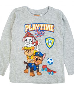 szara bluzka z długim rękawem dziecięca dla chłopca bawełniana z bajki psi patrol playtime fun ciuchiuch