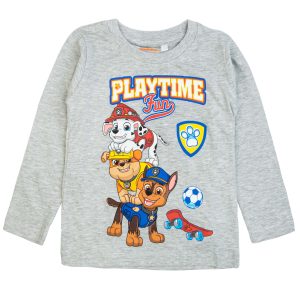 szara bluzka z długim rękawem dziecięca dla chłopca bawełniana z bajki psi patrol playtime fun ciuchiuch