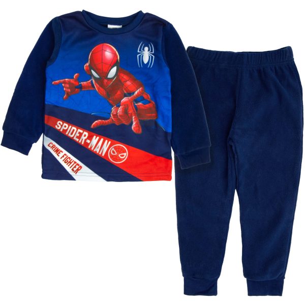 granatowa bardzo ciepła piżama polarowa dla chłopca dziecięca długi rękaw na zimę spider-man