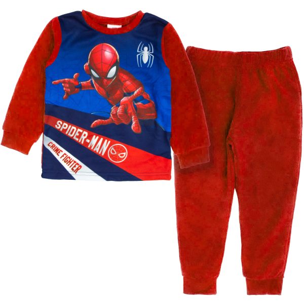 czaerono-granatowa bardzo ciepła piżama polarowa dla chłopca dziecięca długi rękaw na zimę spider-man