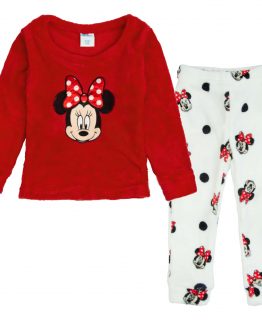 biało-czaerwona bardzo ciepła piżama dziecięca dla dziewczynki futrzata polarowa minnie mickey zimowa na zimę