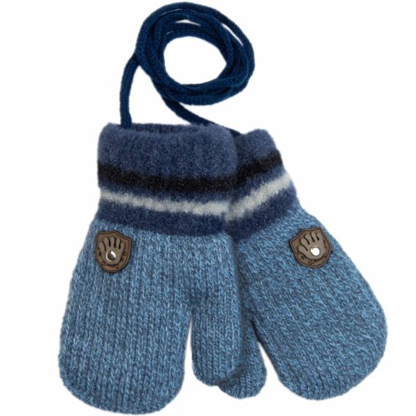 bardzo ciepłe niebieskie rękawiczki dziecięce ocieplane futerkiem wewnątrz jednopalczaste na sznurku ciuchciuch dzieci 2-3 lata