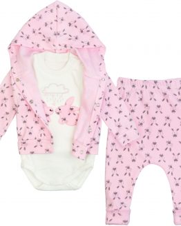 komplet niemowlęcy dresowy dla dziewczynki wyprawka dla noworodka różowy króliczki bluza body długi rękaw spodnie na prezent wygodny bawełniany ciuchciuch