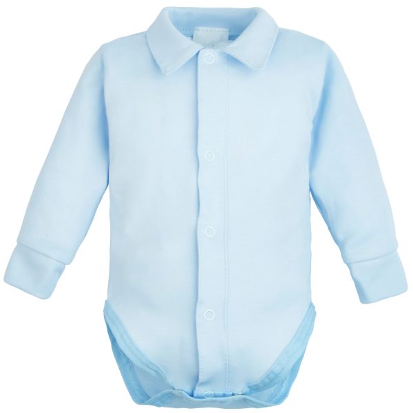 koszulobody body koszulowe miękkie bawełniane błękitne z kołnierzykiem eleganckie dla chłopca soft miękkie dla noworodka i niemowlaka
