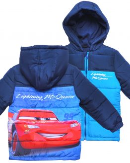 niebiesko-granatowa kurtka Auta Cars ZygZak McQueen z bajki z samochodem zimowa jesienna wiosna dla chłopca dziecięca ocieplana polarem