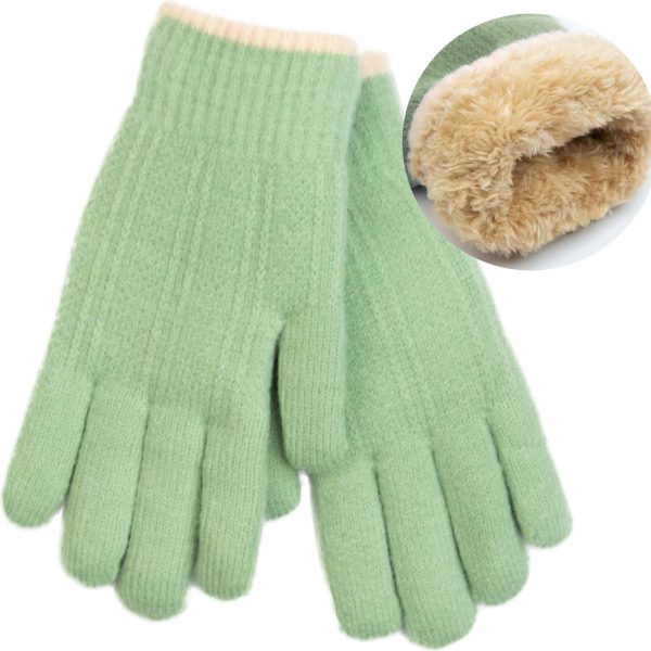 zielone włochate miłe bardzo ciepłe rękawiczki zimowe pięciopalczaste ocieplane na futerku w środku ciuchciuch