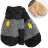 szaro-czarne włochate miłe bardzo ciepłe rękawiczki dla dziecka jednopalczaste dla przedszkolaka na futerku w środku zimowe ciuchciuch