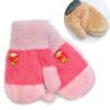 różowe włochate miłe bardzo ciepłe rękawiczki dla dziewczynki jednopalczaste dla przedszkolaka na futerku w środku zimowe ciuchciuch