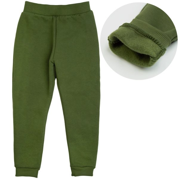 grube spodnie ocieplane z meszkiem dla dziewczynki ocieplane na zimę zimowe ciepłe zielone khaki ciuchciuch
