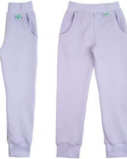 lawendowe jasny fiolet różowe spodnie dresowe dziecięce dla dziewczynki szczupłe slim z kieszeniami dla szczupłego dziecka wąskie