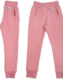 spodnie dresowe dla dziewczynki szczupłe slim zgrabne dla szczupłego dziecka w kolorze malaga pudrowy róż z kieszeniami ciuchciuch