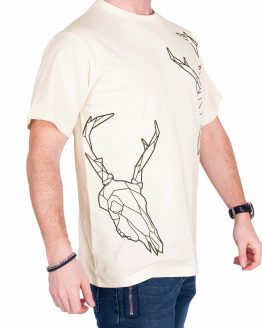 koszulka męska t-shirt w kolorze ecru z printem rogi
