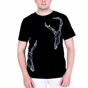 koszulka męska t-shirt w kolorze czarna z printem rogi