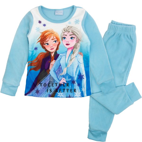 błękitna piżama piżamka ciepła dziecięca dla dziewczynki z polaru jesień zima dla dziecka kraina lodu frozen elza i anna